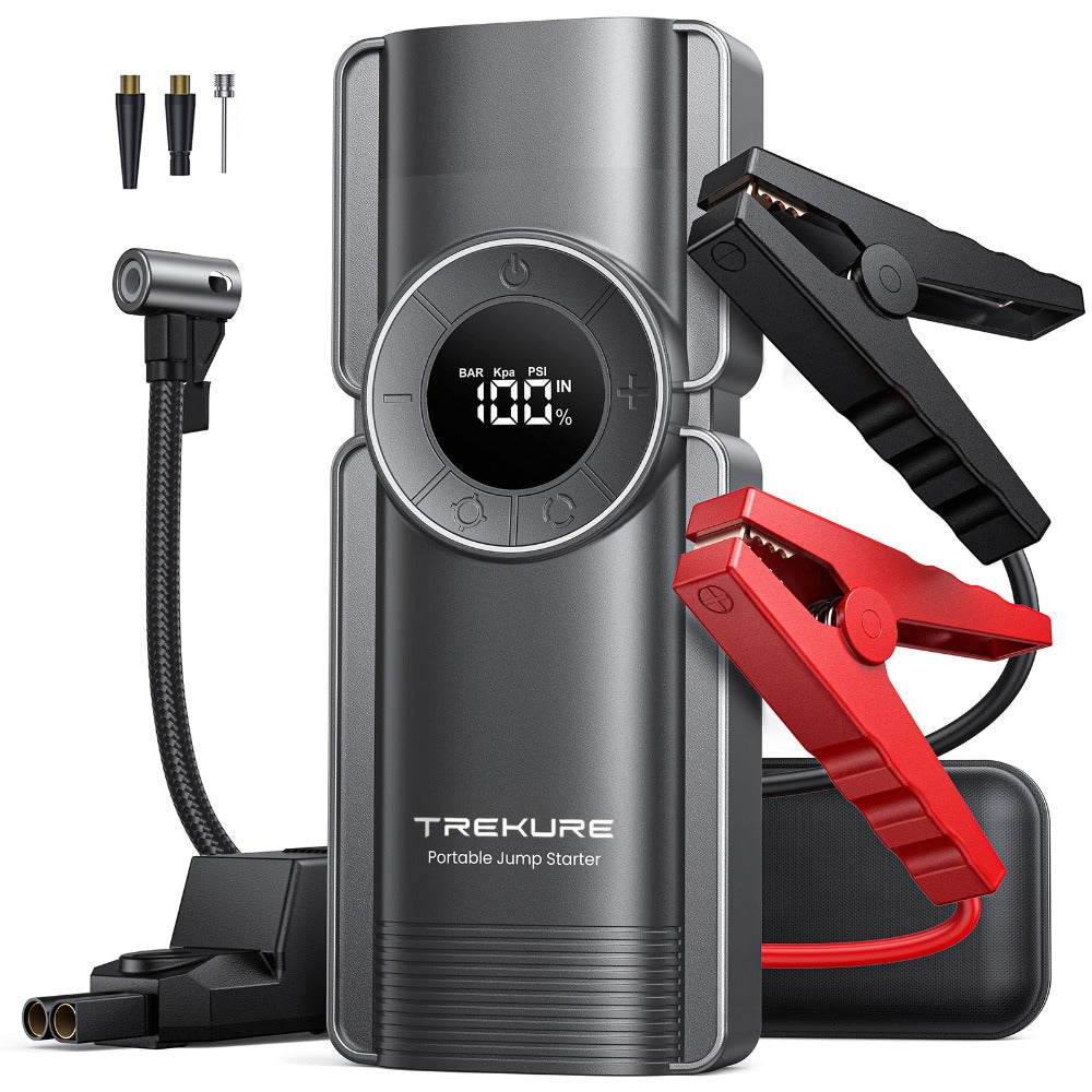 Portable Car Jump Starter with Air Compressor, 150PSI 3000A Car Batter ...